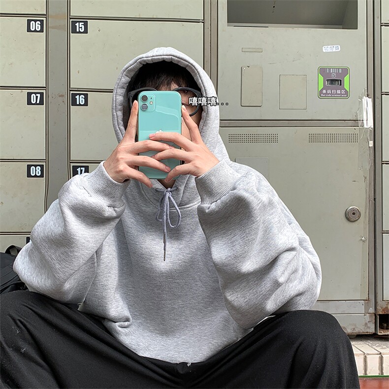 WY2098-P40纯棉连帽卫衣男大码运动帽衫宽松薄外套男,男装卫衣,电商A040