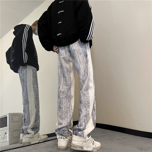 新款直筒做旧牛仔裤男复古设计感潮款高街长裤A061-AN00494-特P55图片
