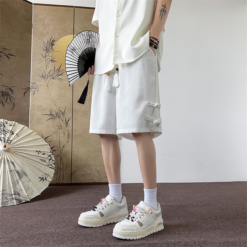 新中式大码宽松盘扣休闲裤短裤五分裤A014-DY25071-特P25控48,男装休闲裤,电商A014
