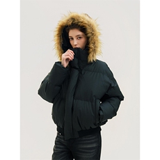 现货三防重磅硬挺boxy短款羽绒棉衣座山雕大毛毛领PU皮棉服外套冬，男装棉衣，电商A443