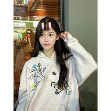 华棉刺绣连帽卫衣男女2025春季外套上衣，女装短外套，星座516A