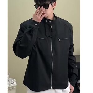 【有货】D8220-P65韩系高街垫肩短款外套男士机能风潮牌机车夹克图片