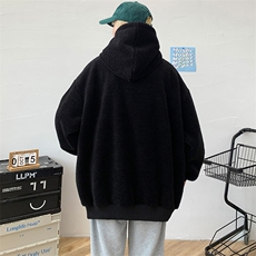 秋冬加绒加厚羊羔绒卫衣青少年宽松连帽外套男女975-P90控价118，男装卫衣，电商A441-1