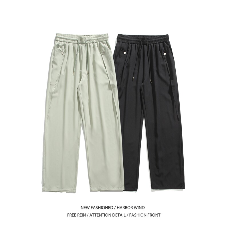 抖音品质夏季新款潮流高级垂感宽松冰丝裤B315-K24165-特p30控58,男装休闲裤,电商B315