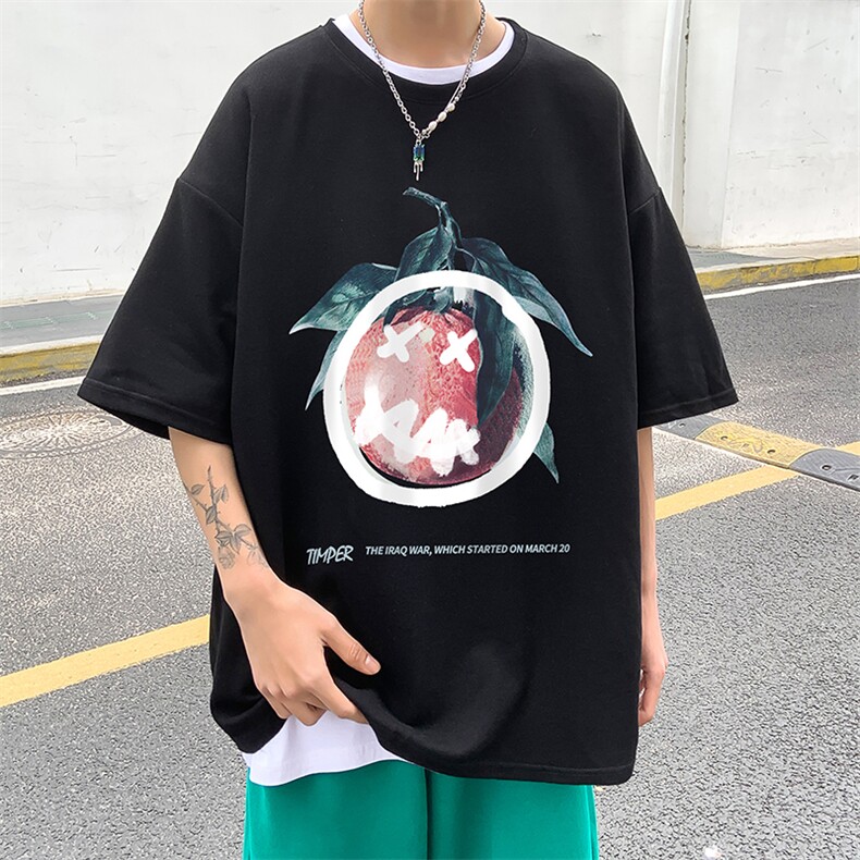 B239-1095-P25港风创意趣味水果印花夏季重磅落肩袖短袖T恤,男装T恤,星座514-2(原B239)