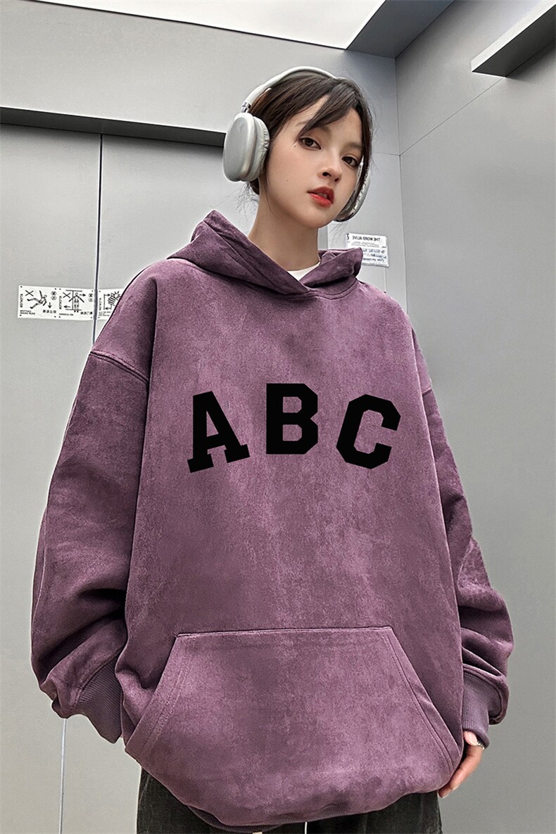 ！麂皮绒连帽卫衣直播品质重磅400克ABC印花JL7053-P45控78,男装卫衣,星座508（原C305）