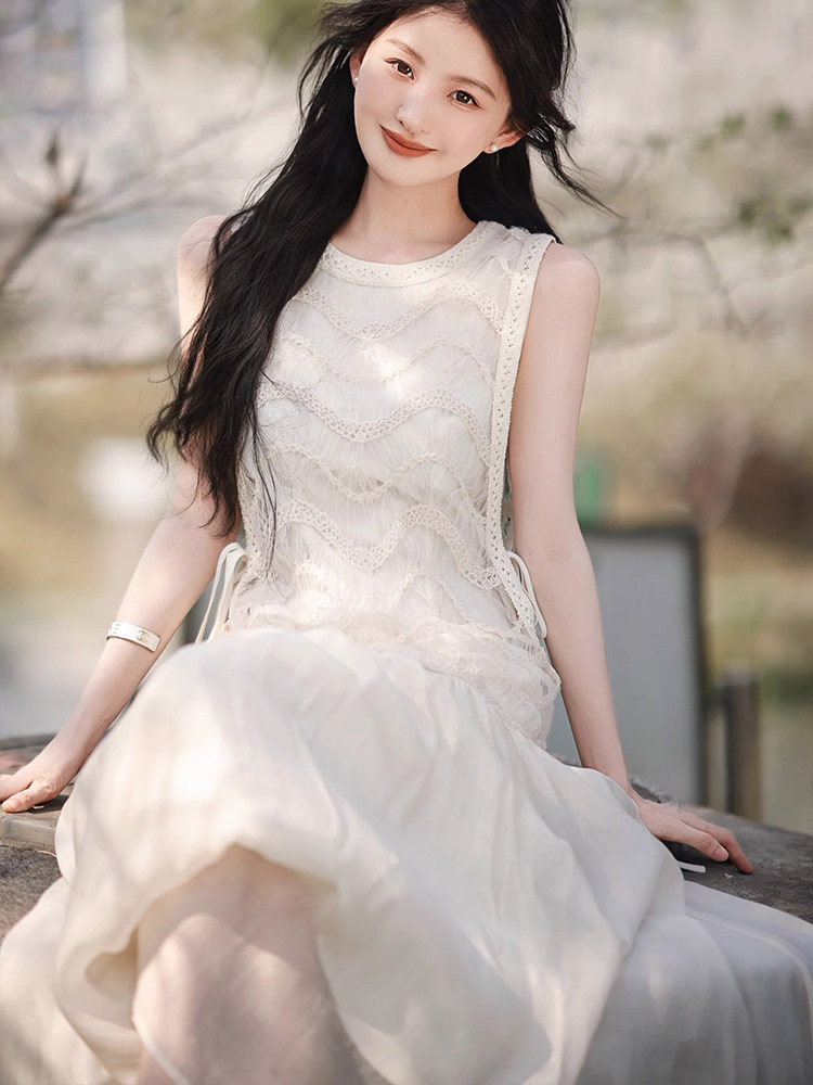 初恋感连衣裙奢牌秀款/TE别织法蕾丝,女装连衣裙,梦白服饰厂
