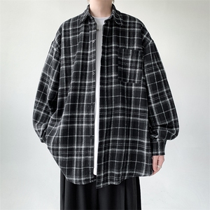 厚款毛呢格子衬衫男小香风外套KD612-P5078图片