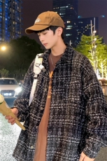 2024秋新高街痞帅小香风夹克男高级感潮千鸟格长袖外套J25025-P65，男装夹克，电商A001