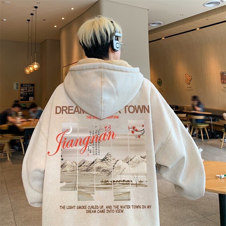 美式潮牌重磅水洗做旧连帽卫衣力推大码男XZ517A-2-Y7745-P68,男装卫衣,星座517A-2