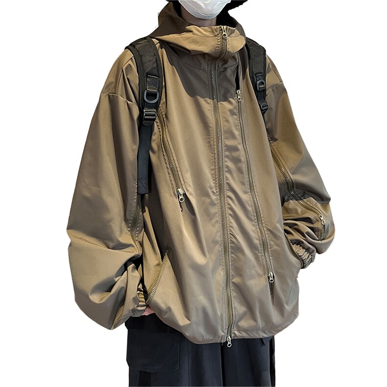 机能风棉服男冬季慵懒风设计感潮牌宽松大码棉衣春秋国潮连帽外套,男装夹克,电商B371