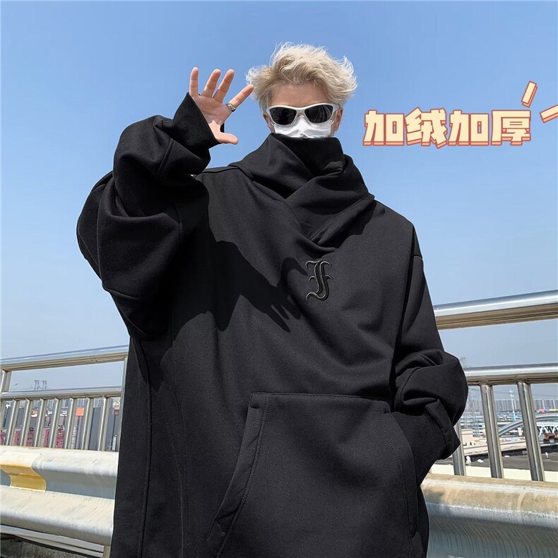 DY7607-P48；加绒美式潮牌连帽卫衣宽松情侣休闲上衣社恐卫衣潮,男装卫衣,星座603-2