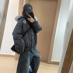 A564-P108 连帽毛领派克羽绒棉服保暖冬季男女同款明星图片