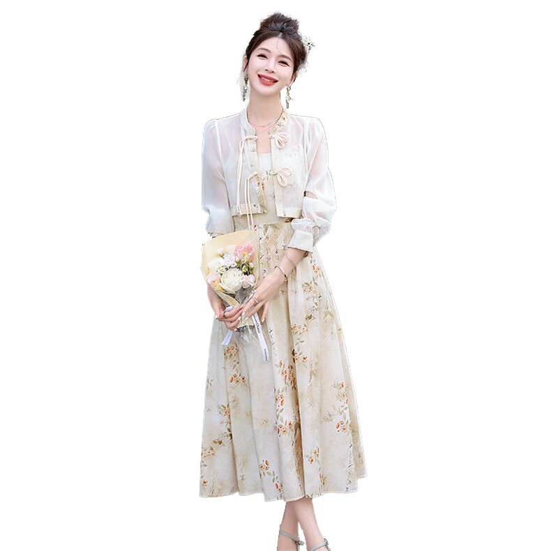 【现货】碎花连衣裙两件套2024夏季新款文艺优雅裙子,女装连衣裙,C位
