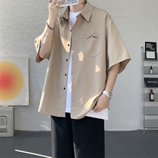 CS1143-特批25控49夏薄款冰丝面料大码短袖衬衫防晒透气外套，男装防晒衣，电商A059