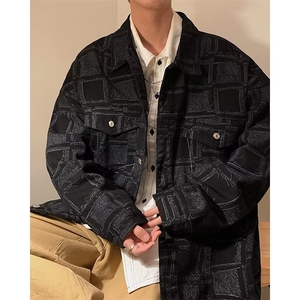美式牛仔格子外套男潮牌上衣男装衣服痞帅J2225P70图片