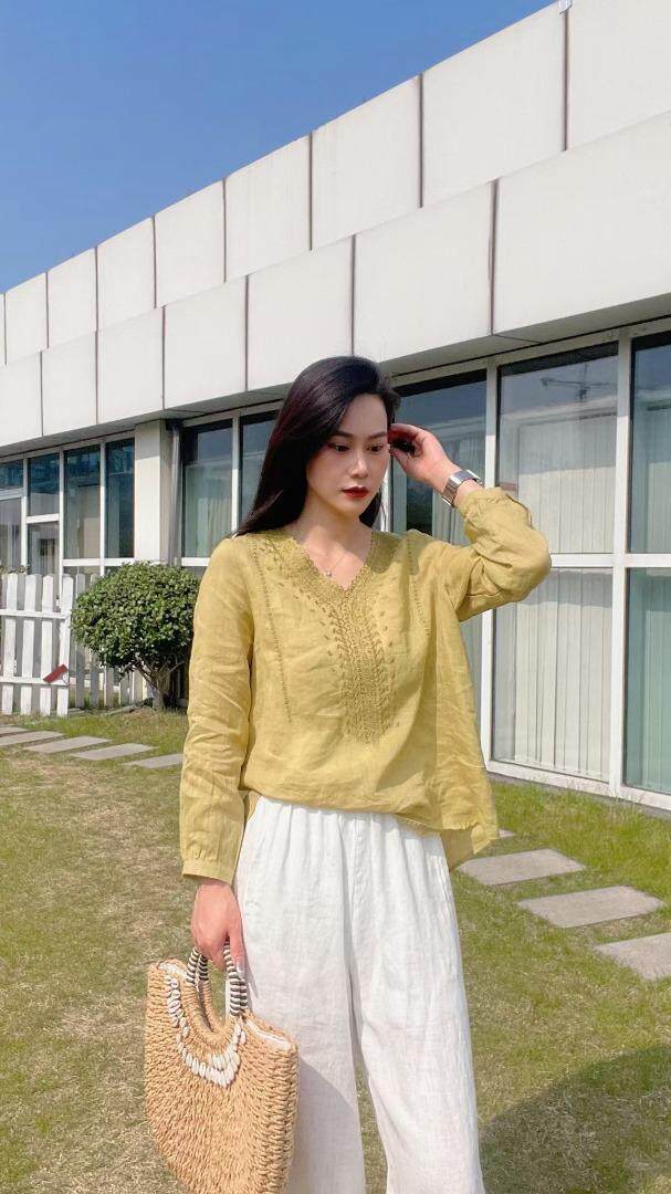 纯苎连衣裙小衫裤子裙子衬衣 时尚风 风淑女风休闲风，女装连衣裙，川哲