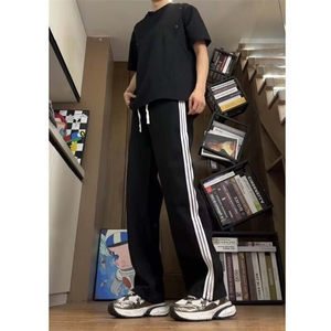 美式高街牛仔裤男2026春秋新款松紧腰宽松直筒裤子K6631-P43图片
