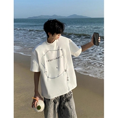 垫肩铆钉t恤男夏季设计感小众cleanfit上衣复古重磅短袖T5576，男装T恤，星座1116A（原606A-3）