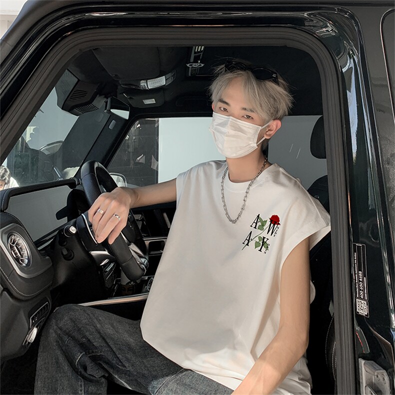 花卉藤蔓美式得物直播抖音品质纯棉250克无袖背心T恤T2517P25控39，男装背心/马甲，电商C408-1(原B339-1)