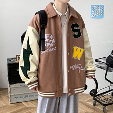 冬款拼接皮料加棉加厚棒球服休闲运动棉衣外套男8123-P120控价158，男装棉衣，电商A441-1
