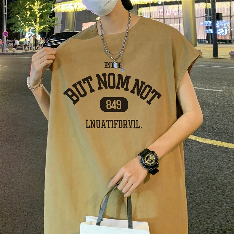数据超好抖音品240克重磅欧美式潮牌水洗背心无袖t恤BX336-P35,男装T恤,电商A486