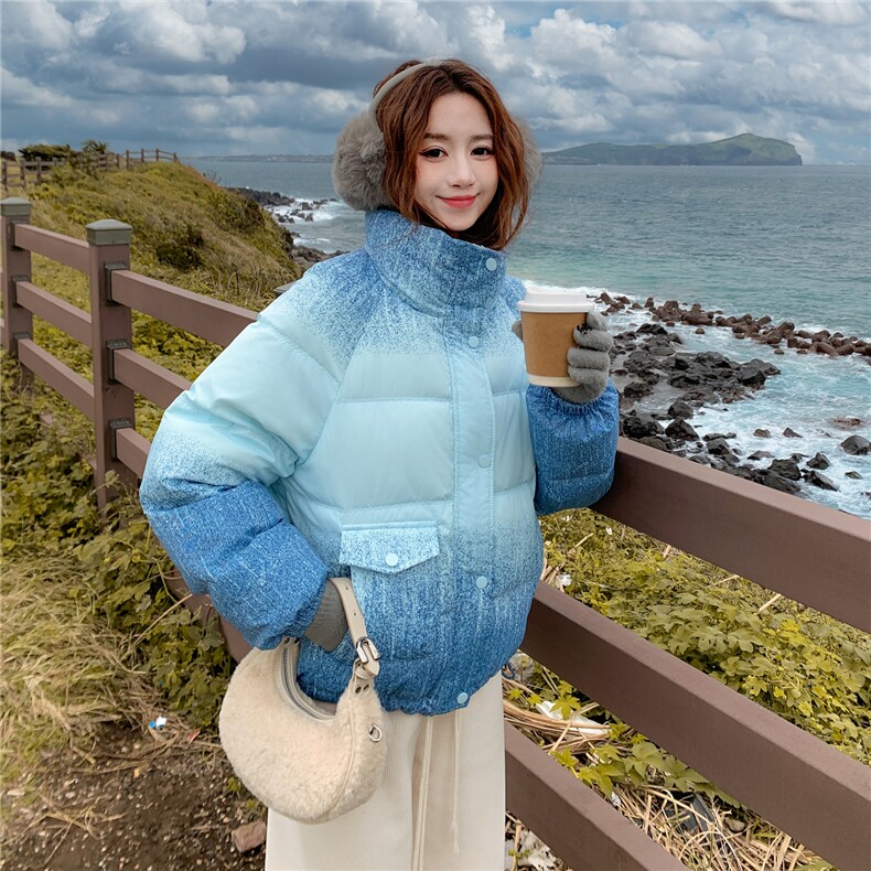 渐变色短款羽绒服女2025冬季新款独特超好看小个子保暖白鸭绒外套,女装羽绒服,2C218