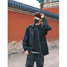 金属装饰外套男潮小众设计高街工装风情侣皮衣夹克P3369，男装夹克，星座1116A（原606A-3）