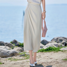 2025夏装新款时尚显瘦通勤百搭设计感不规则高腰中长款钉珠半身裙，女装半身裙，火爆靓佳人