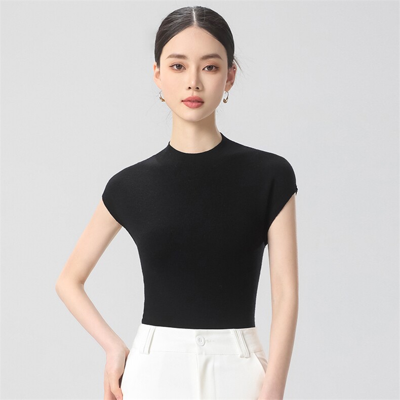 简约时尚无袖女士春季新款宽松遮肚百搭坎肩打底背心,针织衫/毛衣,清联羊绒
