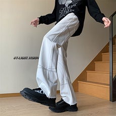 B221美式ins高街小众毛边直筒牛仔裤LK23035-P60控78，男装牛仔裤，电商B221