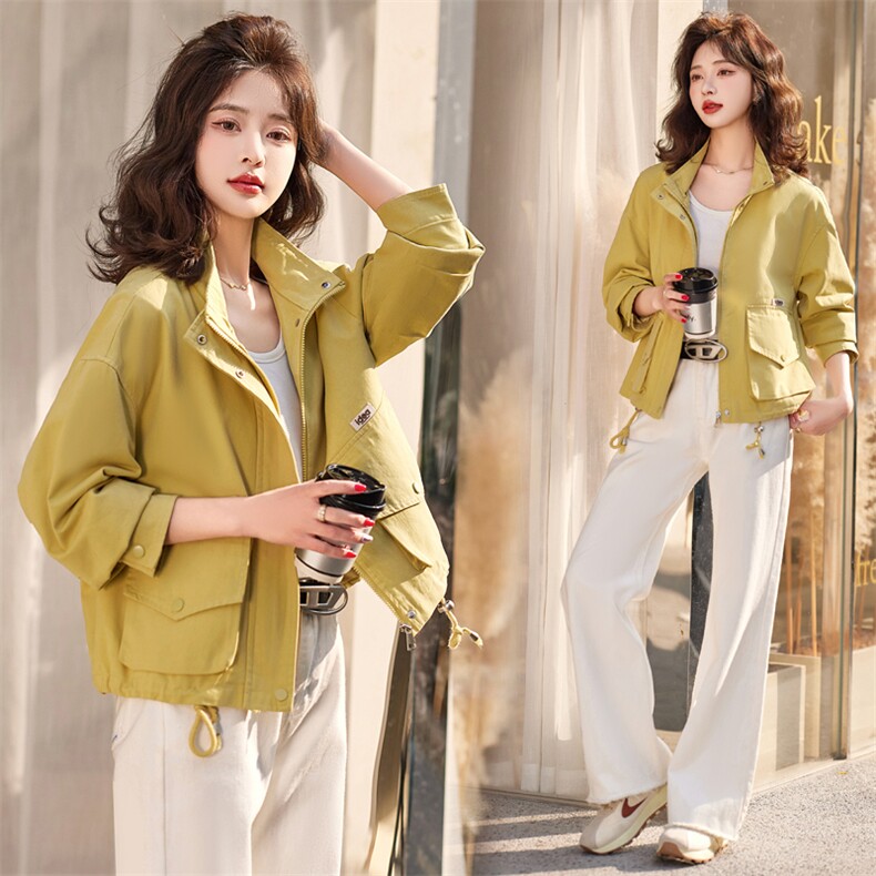 外套女春秋2025新款今年流行小个子夹克棒球服上衣短款工装风衣女，女装风衣，靓星雨