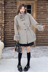 新款灰色高级感时尚毛呢内胆白鸭绒羽绒服5826-P235-K358，女装羽绒服，2C159