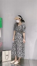 香丽迪2022年夏季新款拼接连衣裙女针织短袖圆领修身高腰图片