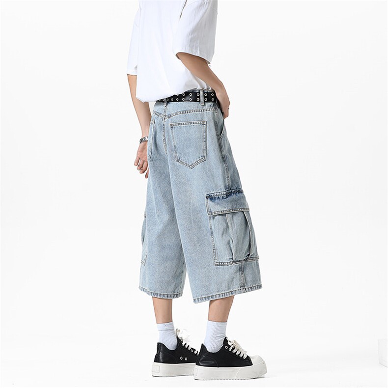 夏季2025新款美式大口袋7分牛仔裤阔腿裤xz906-1-K1270P58控88,男装牛仔裤,星座906-1（原电商a316-2）