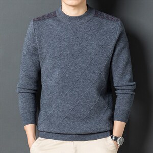2023冬季新款一体绒针织衫中年男半高领纯色打底毛衣YYJ72-P115,男装针织衫/毛衣,电商B212（原钱塘6029）