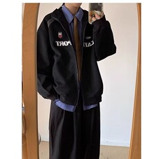 现货美式宽松落肩拼接立领卫衣男W104/P55，男装卫衣，星座205-3