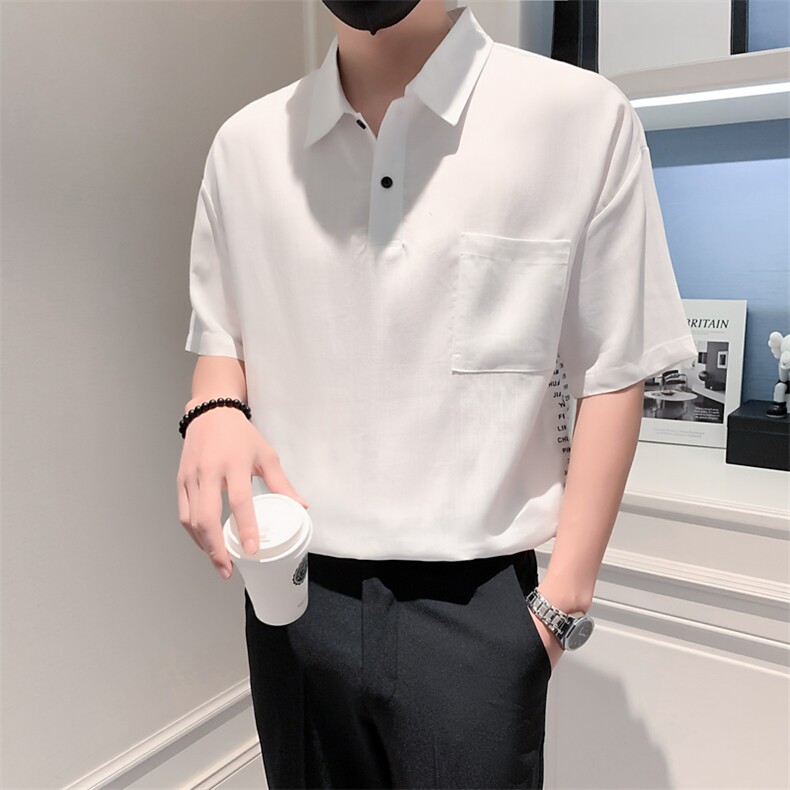 2023社会小伙轻熟风麻料短袖POLO衫休闲翻领潮流痞帅气T2308-P58,男装T恤,电商A413