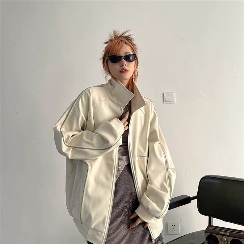 复古甜酷皮衣外套女2025秋冬新款百搭休闲机车服宽松长袖夹克上衣,男装夹克,星座506A