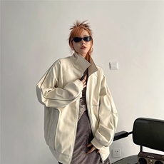 复古甜酷皮衣外套女2025秋冬新款百搭休闲机车服宽松长袖夹克上衣，男装夹克，星座506A