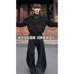 经典短款休闲精致上衣外套日系文艺双排扣复古短款外套HY802P80图片