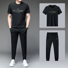 男装运动套装男士两件套夏季新款中年爸爸装夏装棉质薄款T恤，男装休闲套装，电商B212（原钱塘6029）