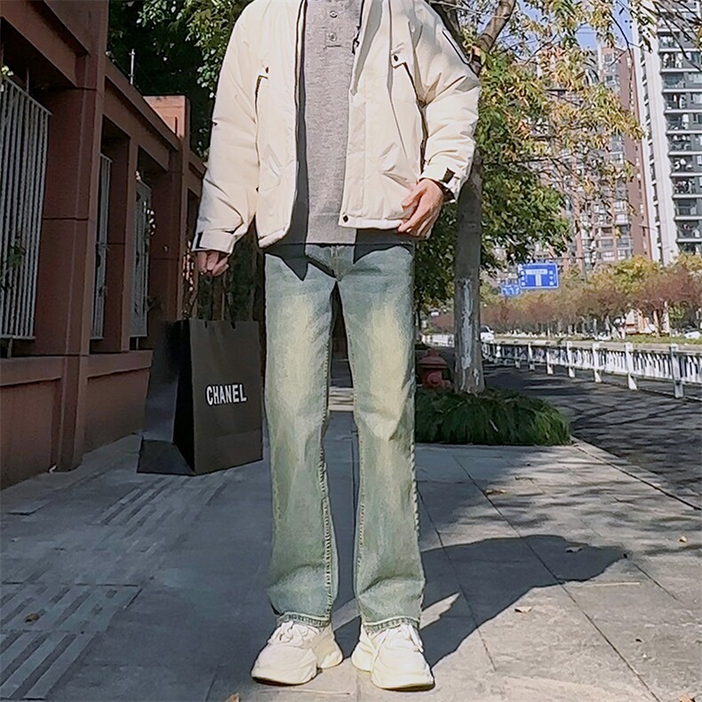 秋冬季男款长裤美式复古微喇叭牛仔裤高街休闲裤1412-2/992/P60，男装牛仔裤，星座1412-2