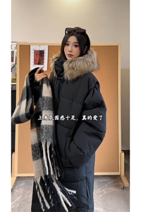 长款棉衣连帽可拆卸毛领保暖棉服过膝外套 DZ51215-TP105188图片