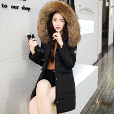 棉衣/棉服2020年冬季长袖中长款修身连帽拉链甜美纯色，女装棉衣/棉服，瑶迪依秀