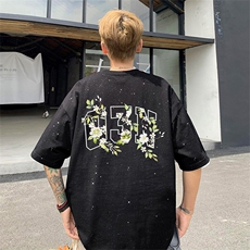 可48小时发货支持抖音得物来样二开美式满天星亮片短袖T恤MTX634，男装T恤，电商A486