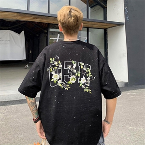 可48小时发货支持抖音得物来样二开美式满天星亮片短袖T恤MTX634
