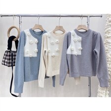 高级感拼水貂毛衣，女装针织衫/毛衣，CHERRY·印