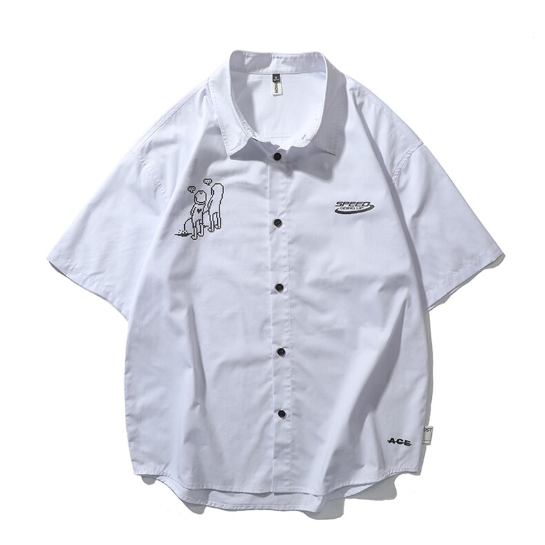 【】A003-HC2021-P40夏装新款个性港风短袖衬衫女模1,男装衬衫,电商A003