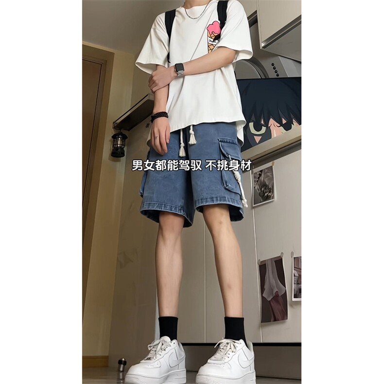2026夏季美式高街工装牛仔短裤男女XD22903特批35图片